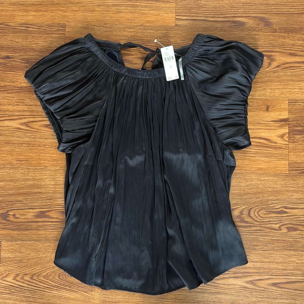 Black tie back blouse